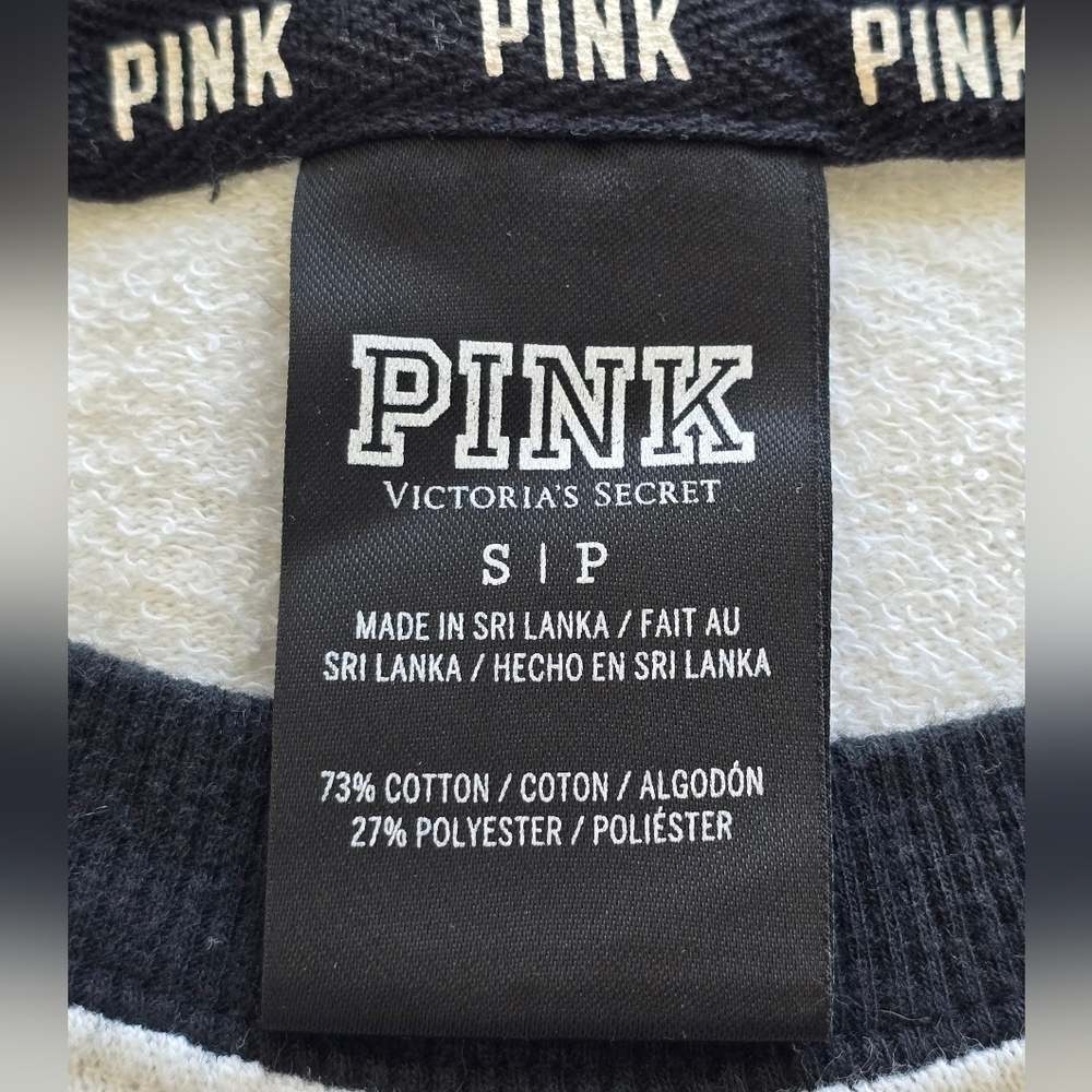 Victorias Secret Pink GRAPHIC Sequins Bling Varsity Crew LIM ED Sweatshirt S - Picture 4 of 8